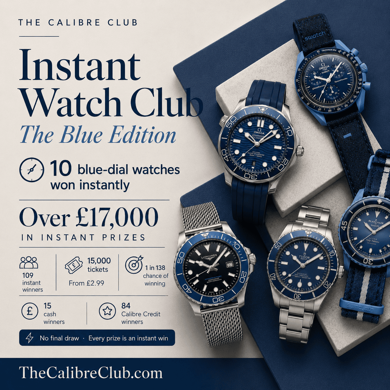 Instant Watch Club: The Blue Edition — blue-dial instant-win competition