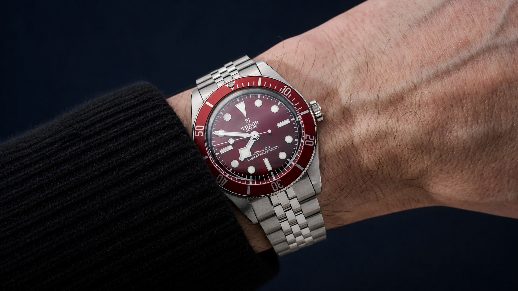 Tudor Black Bay 58 Burgundy on wrist